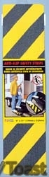 Anti-Slip Safety Grit Strip,Yellow/Black, 6" x 21"